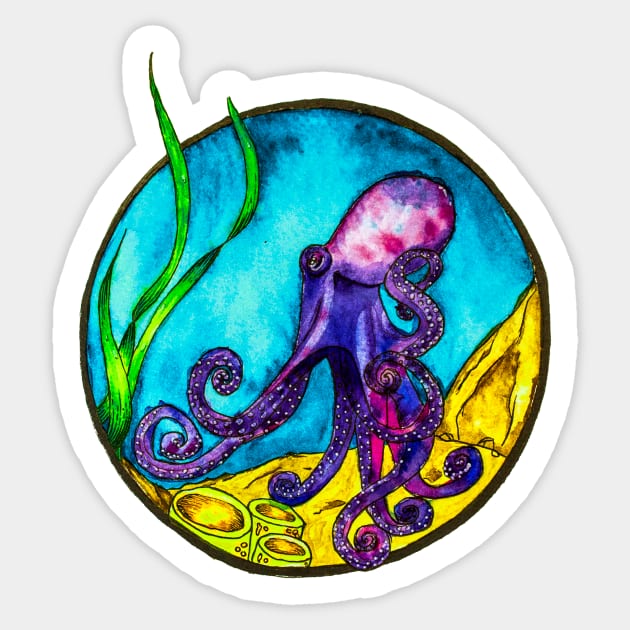 Octopus the Thinker Sticker by Bee Helen Art